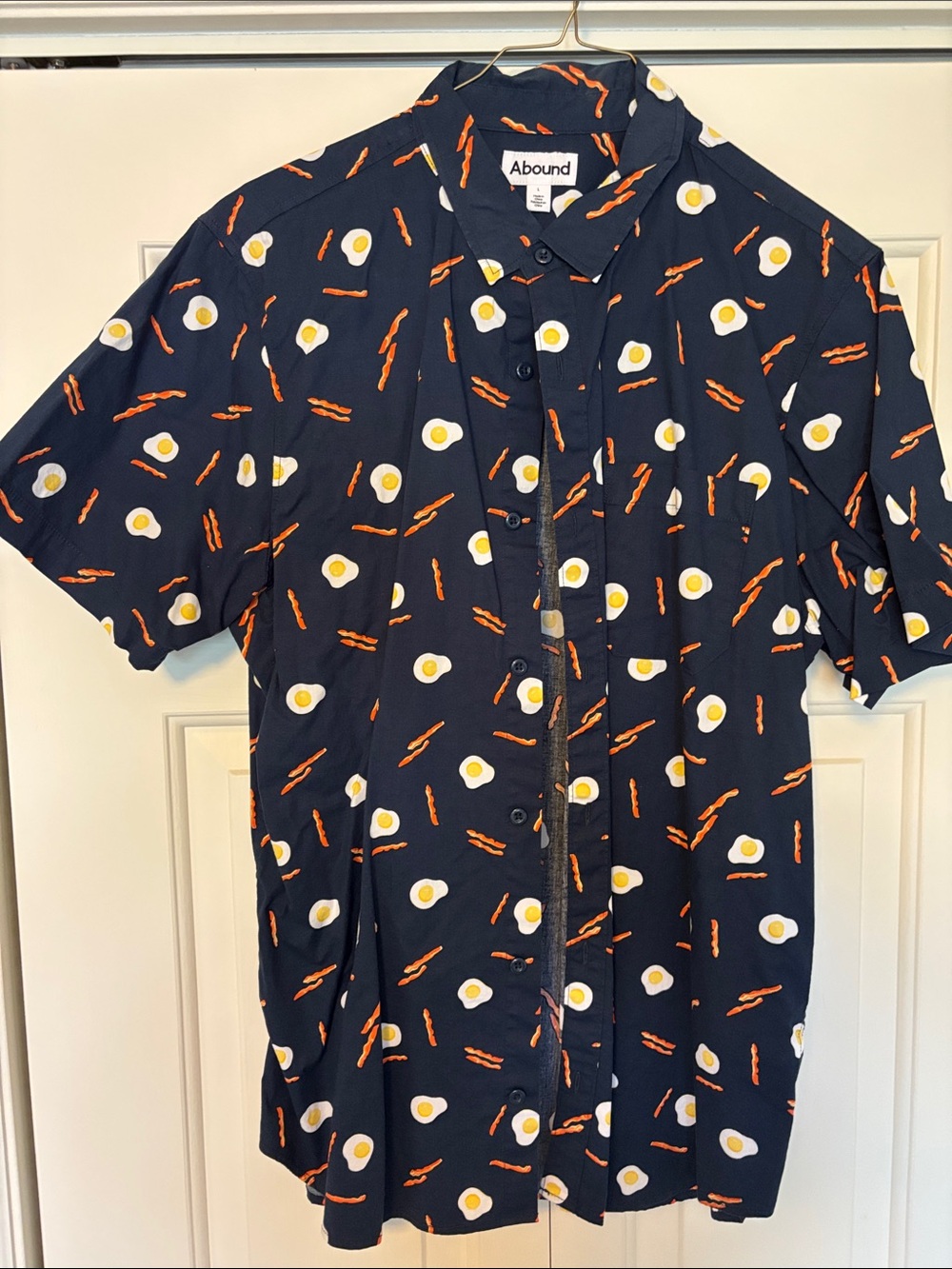Abound Navy Short Sleeve Button-Down with Egg & Bacon Print